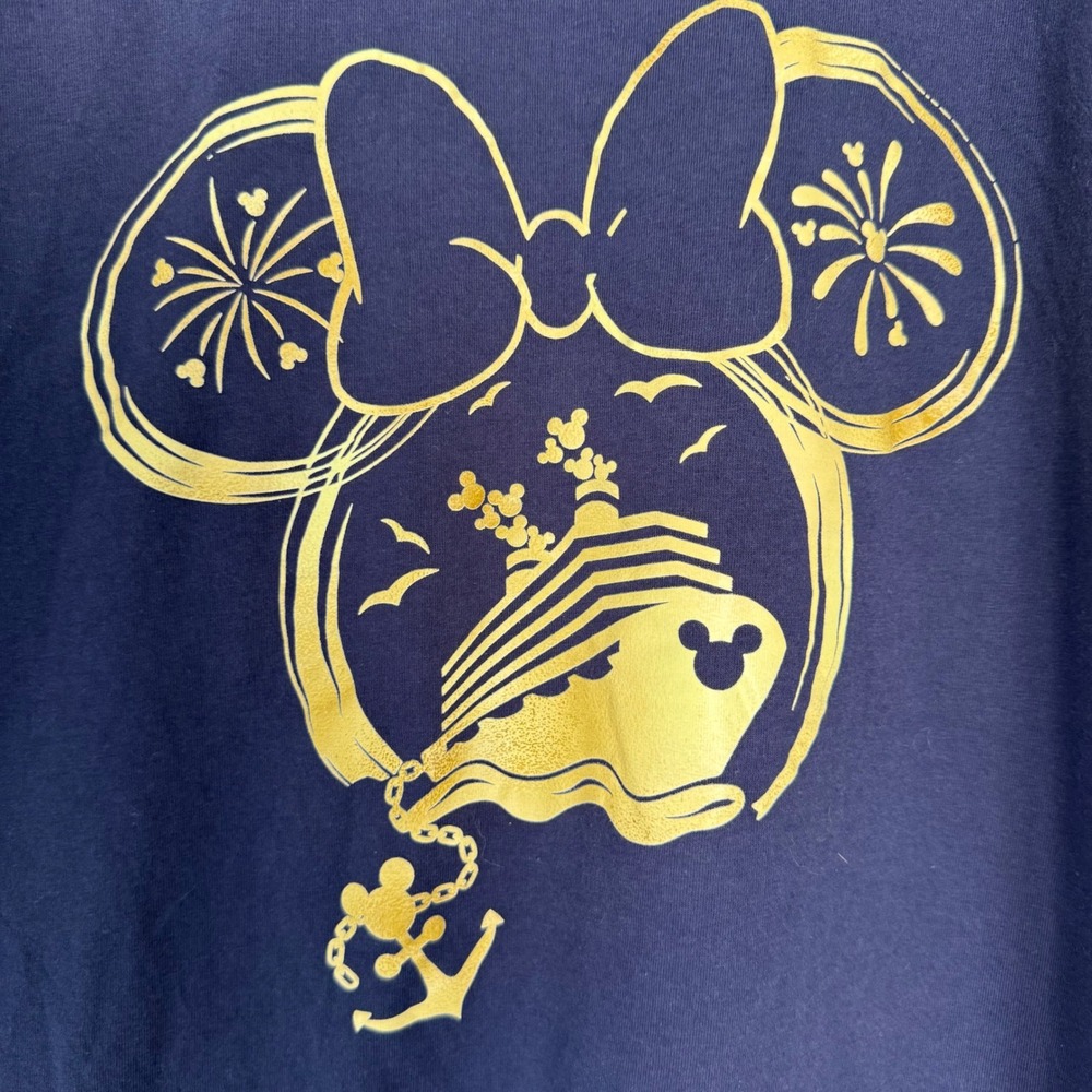 Laviva‎ Sports Tshirt Disney Cruise Ship Gold Graphic XL Navy Novelty Tee